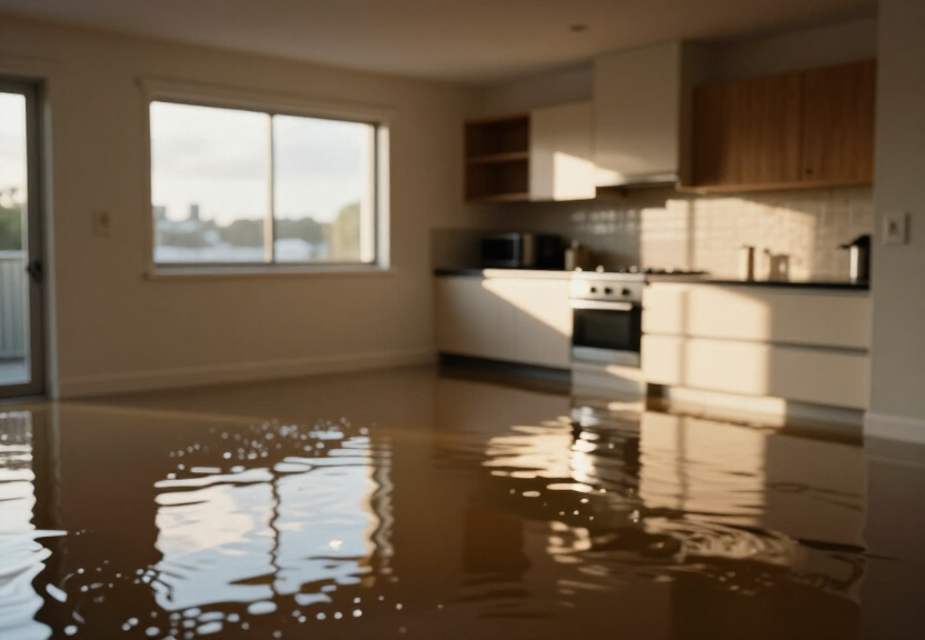 Flooded garage in Killara before cleanup